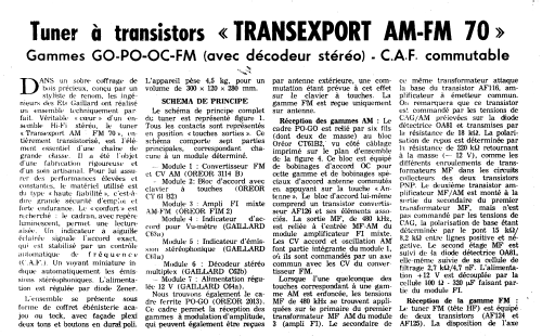 Tuner à transistors Transexport AM-FM 70; Gaillard; Paris (ID = 2753700) Radio