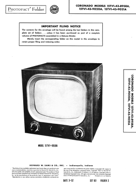Coronado 15TV1-43-8958B; Gamble-Skogmo, Inc.; (ID = 3029117) Television