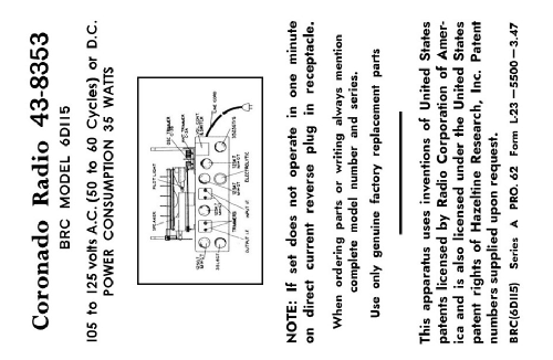 Coronado 43-8353 ; Gamble-Skogmo, Inc.; (ID = 3139807) Radio