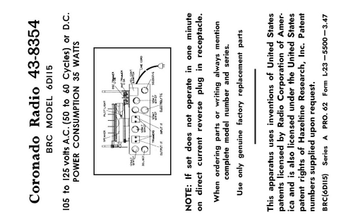 Coronado 43-8354 ; Gamble-Skogmo, Inc.; (ID = 3139808) Radio
