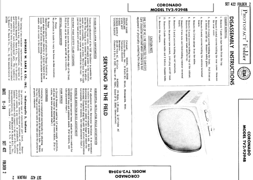 Coronado TV2-9394B ; Gamble-Skogmo, Inc.; (ID = 914645) Televisore