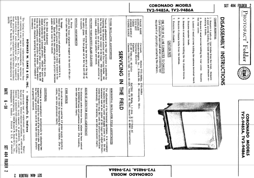 Coronado TV2-9485A ; Gamble-Skogmo, Inc.; (ID = 840878) Television