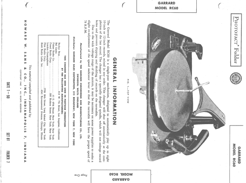 RC60; Garrard Eng. & Mfg. (ID = 1543686) Ton-Bild