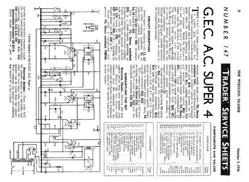 AC Super 4 BC3748L; GEC, General (ID = 1031355) Radio