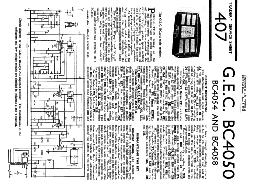 BC4054; GEC, General (ID = 1257364) Radio