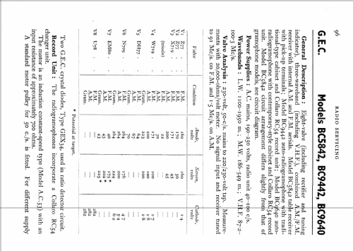 BC9640; GEC, General (ID = 557877) Radio