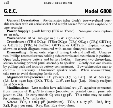 G808; GEC, General (ID = 726660) Radio