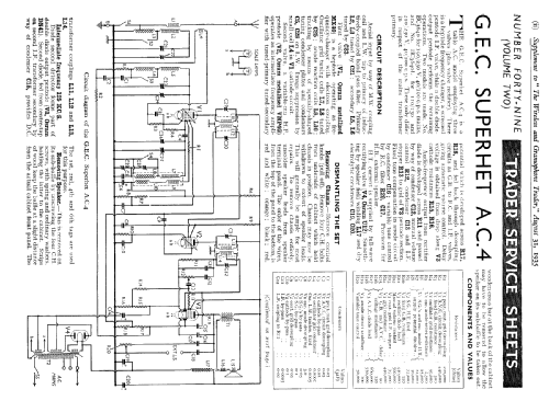 Superhet A.C.4 BC3640L; GEC, General (ID = 1015624) Radio