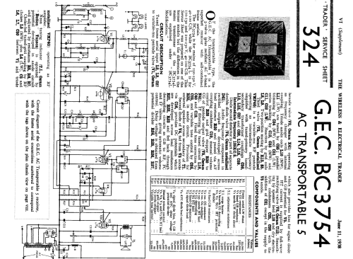 Transportable AC 5 BC3754; GEC, General (ID = 1043328) Radio