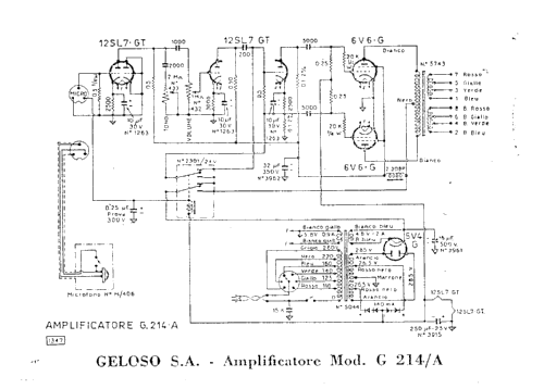 Amplificatore BF G214A; Geloso SA; Milano (ID = 890943) Ampl/Mixer