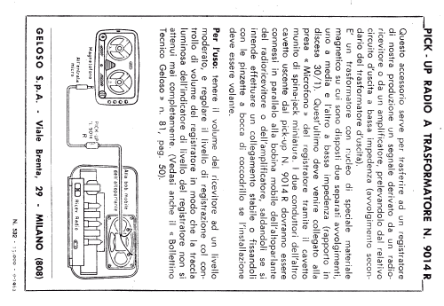 Pick-Up Radio 9014 ; Geloso SA; Milano (ID = 796877) Microfono/PU