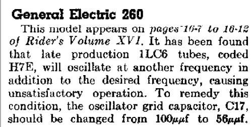 260 ; General Electric Co. (ID = 390914) Radio