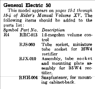 50 ; General Electric Co. (ID = 391623) Radio