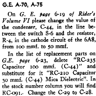 A-75 ; General Electric Co. (ID = 394941) Radio