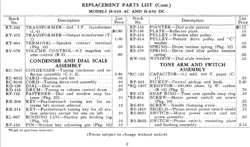 H-639 DC ; General Electric Co. (ID = 1127227) Radio