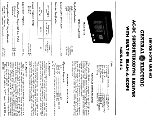 HJ-612 ; General Electric Co. (ID = 1127960) Radio