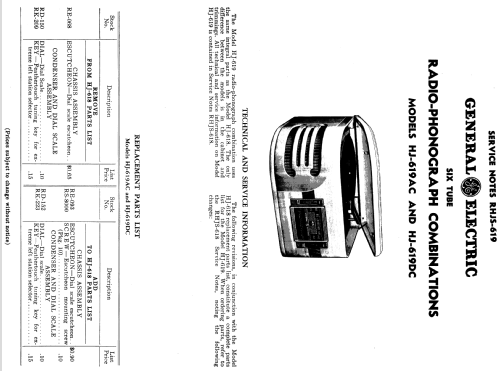 HJ-619 DC ; General Electric Co. (ID = 1127979) Radio
