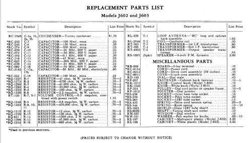 J-603 ; General Electric Co. (ID = 1130665) Radio