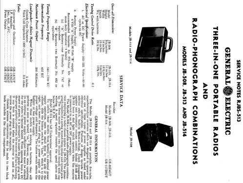 JB-508 or JB-509 ; General Electric Co. (ID = 1130844) Radio