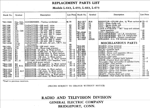 L-643 ; General Electric Co. (ID = 1132736) Radio