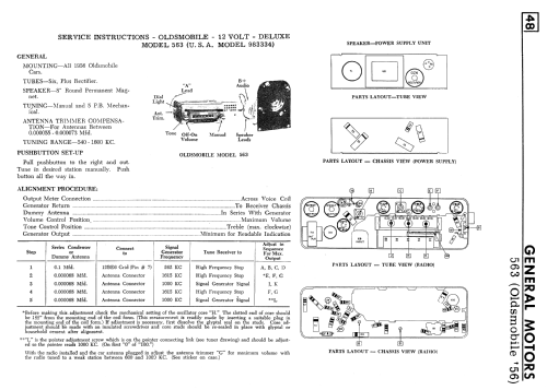 563 Oldsmobile 1956 ; General Motors of (ID = 2307240) Car Radio