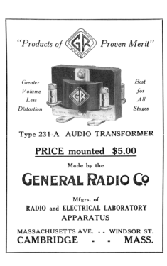 AF Transformer 231-A ; General Radio (ID = 2950905) Radio part