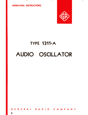 Audio Oscillator 1311 ; General Radio (ID = 2950929) Equipment