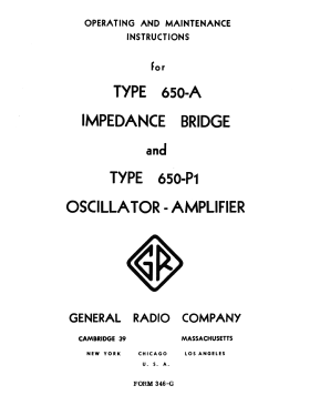 Impedance Bridge 650-AP; General Radio (ID = 2952917) Equipment