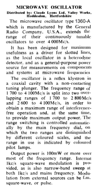 Microwave Oscillator 1360-A; General Radio (ID = 2726896) Equipment