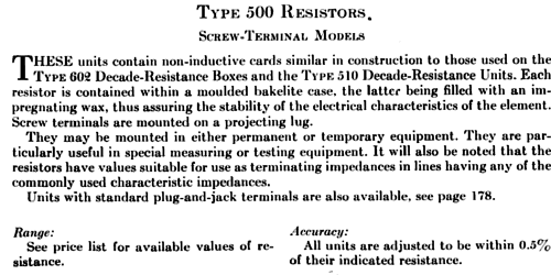 Resistor 500; General Radio (ID = 1875654) Radio part