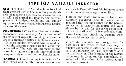 Variable Inductor 107L; General Radio (ID = 1735326) Equipment