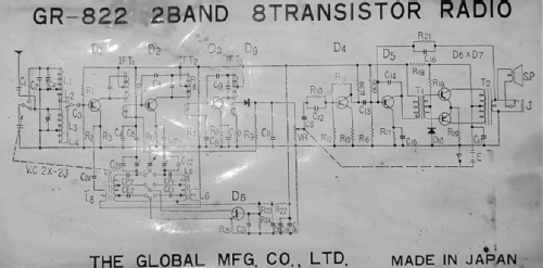 2 Band Eight Transistor Radio GR-822; Global Mfg. Co.; (ID = 2081580) Radio