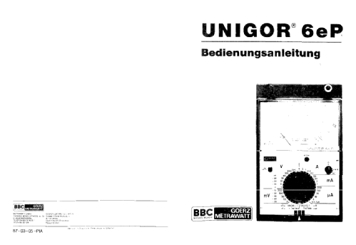 Unigor 6e Type 226236; Goerz Electro Ges.m. (ID = 223234) Ausrüstung