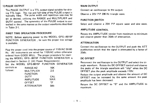 Function Generator GFG-8015F; Good Will (ID = 1784458) Equipment