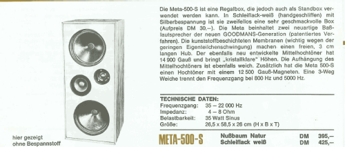 Meta 500-S; Goodmans Industries (ID = 2077173) Lautspr.-K