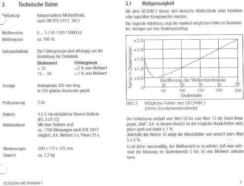 Widerstandsmessgerät Geohm 2; Gossen, P., & Co. KG (ID = 1639846) Equipment