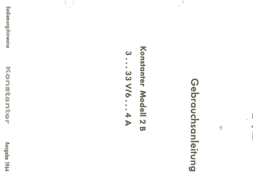 Konstanter Labornetzgerät Modell 2B; Gossen, P., & Co. KG (ID = 1639862) Ausrüstung