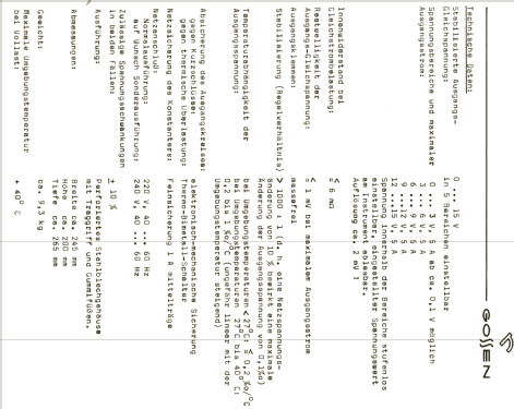 Konstanter Modell 1B 0-15/5A; Gossen, P., & Co. KG (ID = 1640414) Ausrüstung