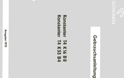 Konstanter T4 K16 B8; Gossen, P., & Co. KG (ID = 1640400) Equipment