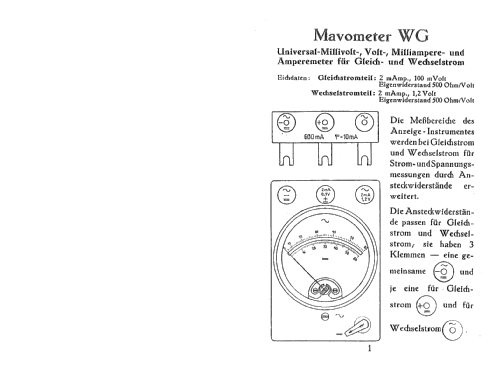 Mavometer WG; Gossen, P., & Co. KG (ID = 1262243) Equipment