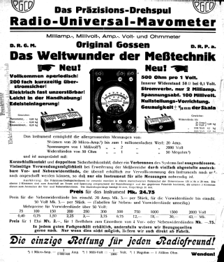 Radio-Universal-Mavometer ; Gossen, P., & Co. KG (ID = 2731617) Equipment