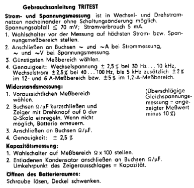 Tritest ; Gossen, P., & Co. KG (ID = 118656) Equipment