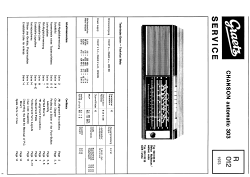 CHANSON automatic 303; Graetz, Altena (ID = 2010059) Radio