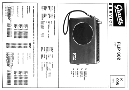 Flip 302 AF274 Typ 5233 03 63 / 5233 03 65 / 5233 03 67 / 5233 03 69; Graetz, Altena (ID = 2131029) Radio