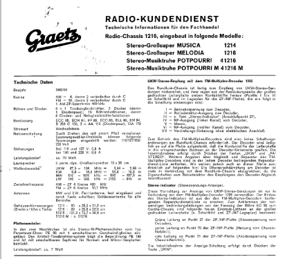 Melodia 1216; Graetz, Altena (ID = 387772) Radio