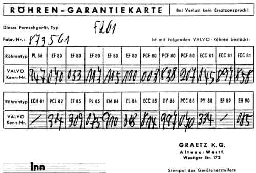Reichsgraf F261; Graetz, Altena (ID = 521235) TV-Radio