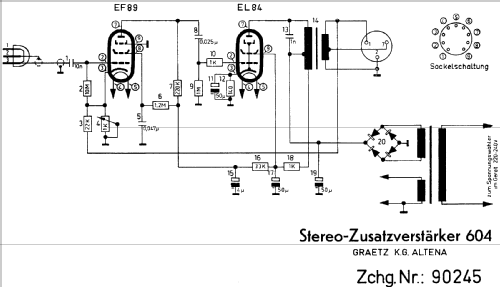 Stereo-Zusatzverstärker 604; Graetz, Altena (ID = 49068) Ampl/Mixer
