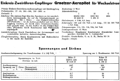 Graetzor - Aeropilot 35W; Graetz Radio, Berlin (ID = 14207) Radio