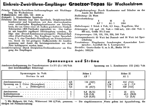 Graetzor Topas ; Graetz Radio, Berlin (ID = 14215) Radio