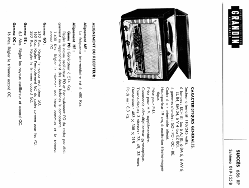 Cristal-Grandin Succès Radio-Phono 656RP Plan 019-155B; Grandin, Cristal- (ID = 1201074) Radio